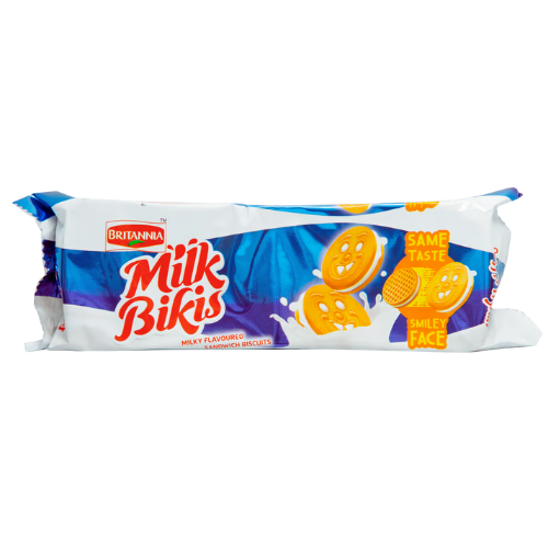 Britannia Milk Bikis Flavoured Sandwich Biscuits, 100 g