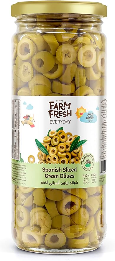 Farm Fresh Spanish Sliced Green Olives, 440 g