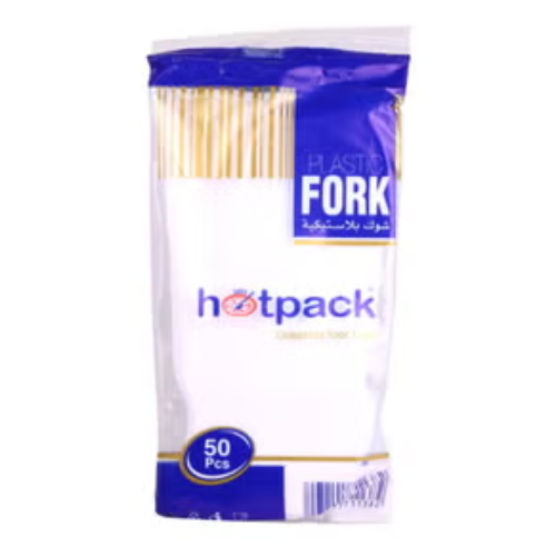 Hotpack 50-Piece Plastic Fork Set - White