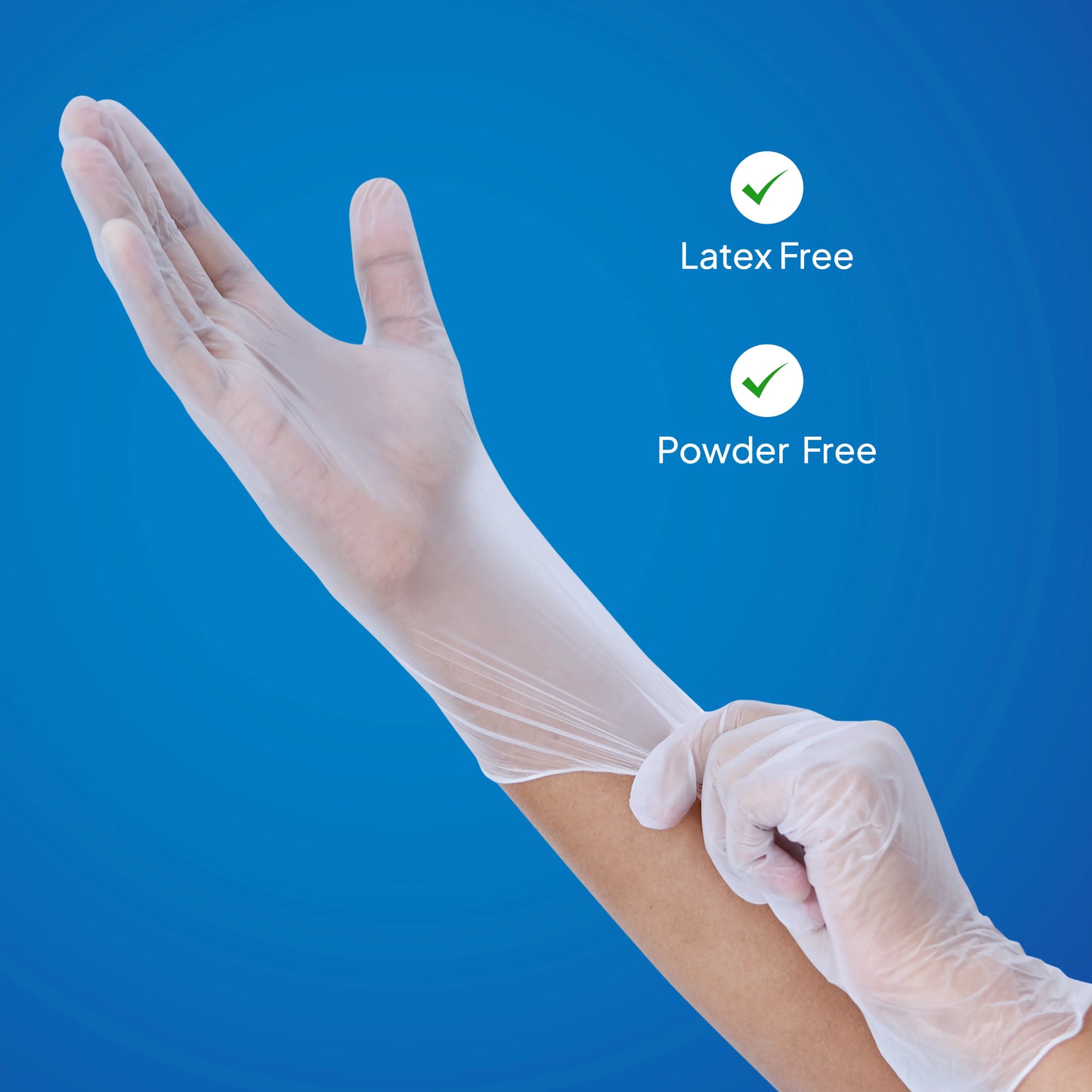 Hotpack 100 Pieces Powder Free Vinyl Gloves, White - Large