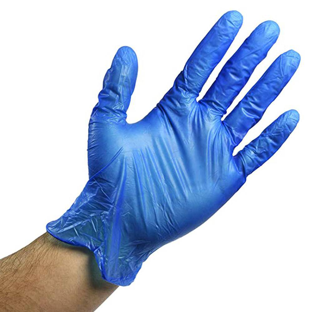 Hotpack 100-Pieces Powder Free Vinyl Gloves, Large - Blue