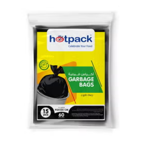 Hotpack 15-Piece Garbage Bags 60 Gallon, 95 X 120 cm - Black