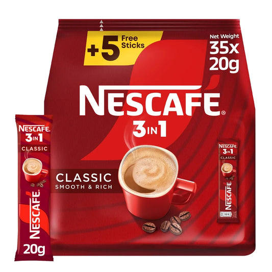 Nescafe 3 In 1 Classic Smooth & Rich Coffee Mix Stick, 20 g (30+5)