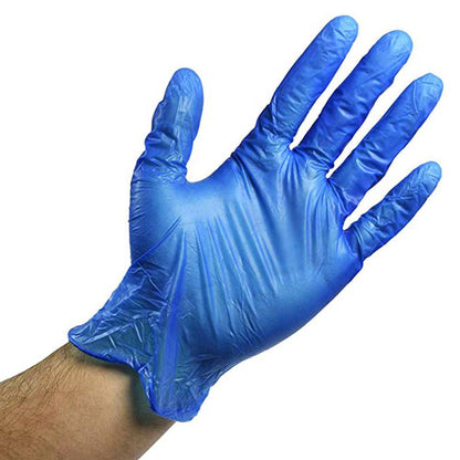 Hotpack 100-Pieces Powder Free Vinyl Gloves, Large  - Blue