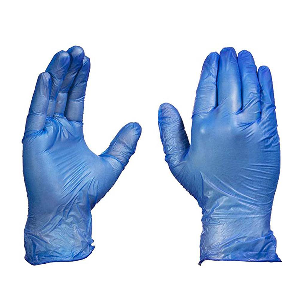 Hotpack 100-Pieces Powder Free Vinyl Gloves, Large  - Blue